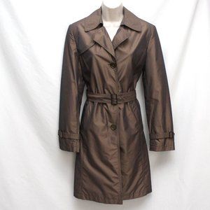 HOST PICK GALLERY Brown Iridescent Knee Length Lined Raincoat Women S NEW
